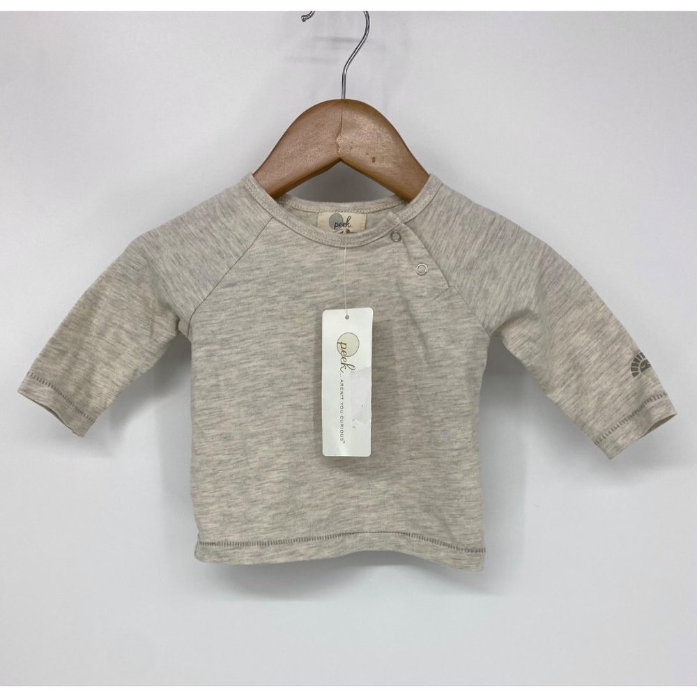 Peek Kids long sleeve heathered neutral top NEW WITH TAGS